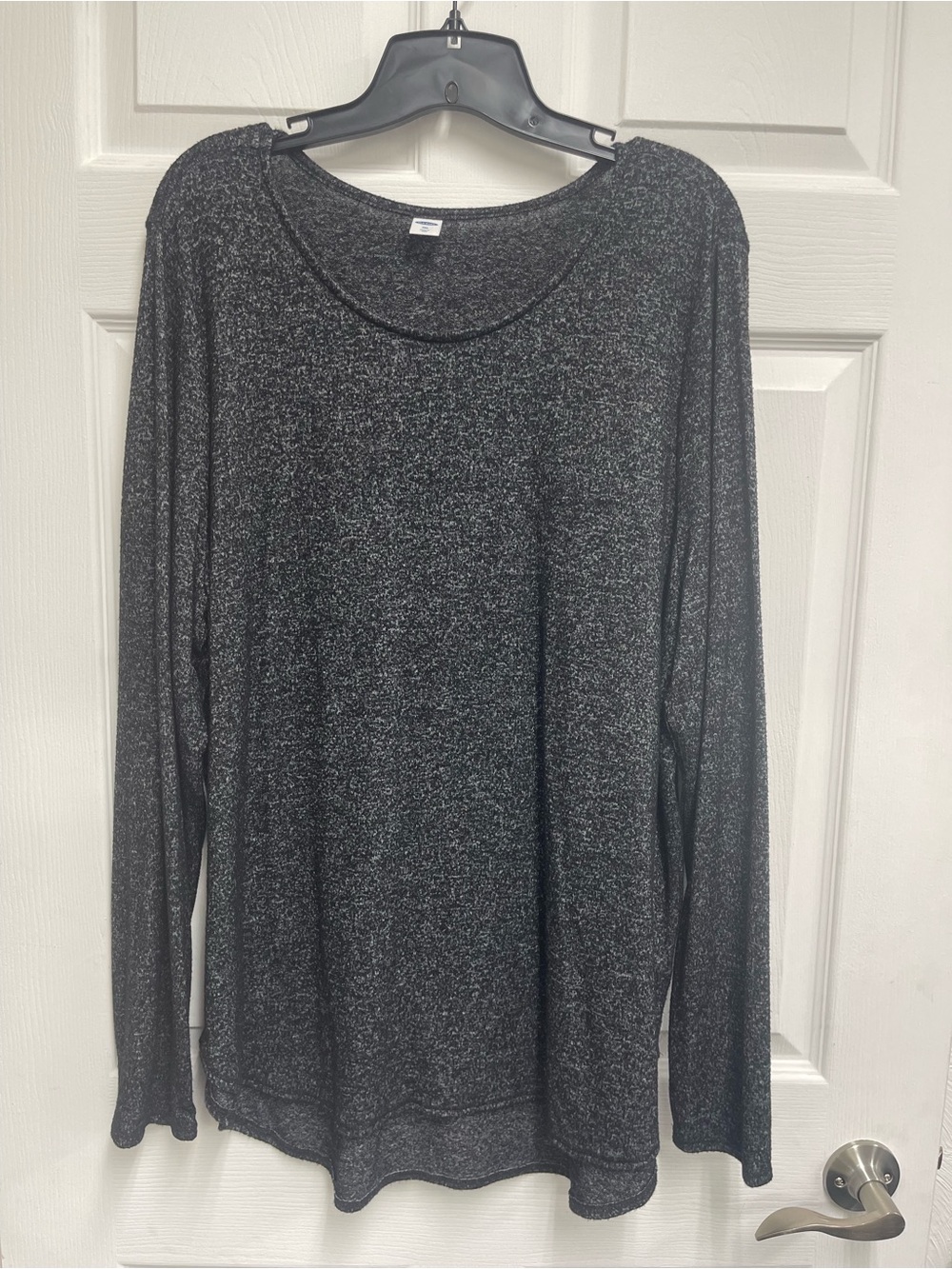 Old Navy Black Heathered Long Sleeve Plush Knit Top sz XXL